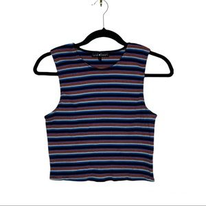 Multicolored Size L Striped Sleeveless Top